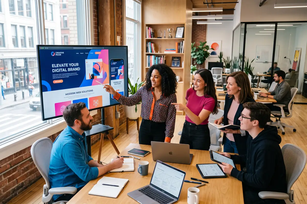 Media Giant Design professionals reviewing a website design