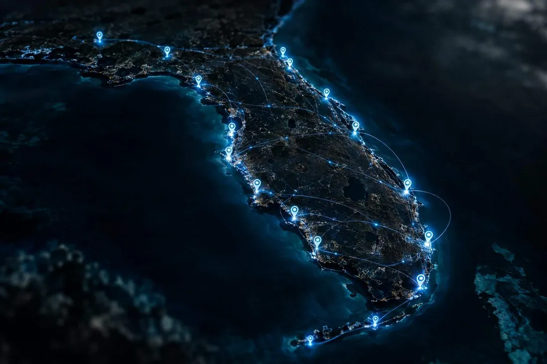 A map of Florida with our locations marked