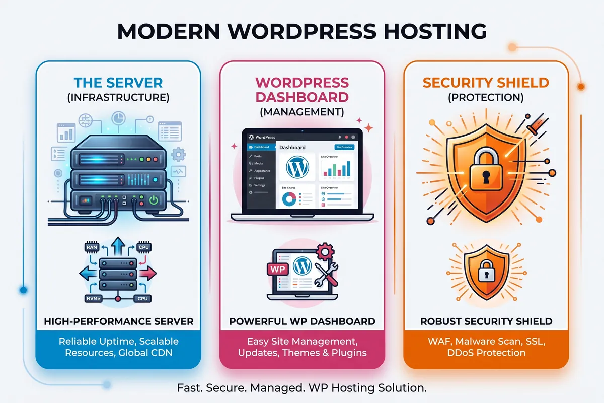 Web hosting: a modern server rack in a data center