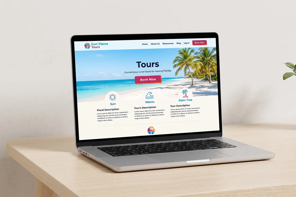 Web design: a modern website on desktop and mobile