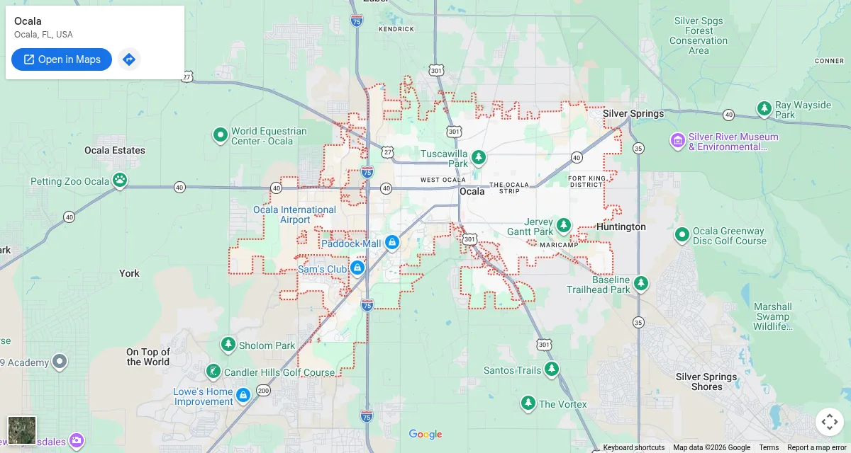 Map of Ocala, Florida